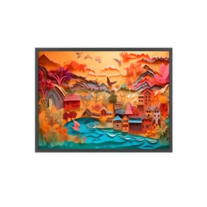 Paper Village by River Framed Poster