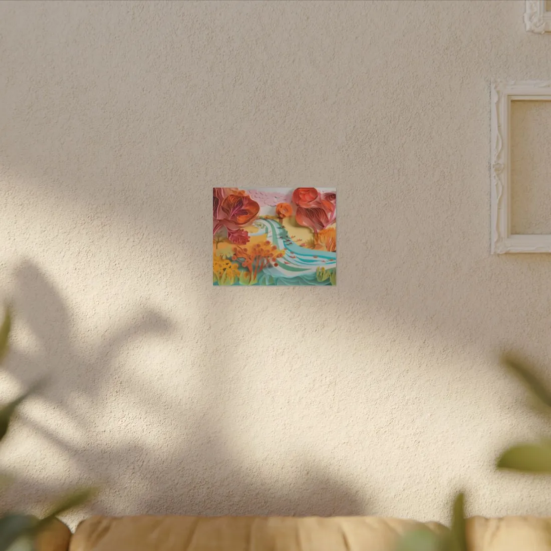 Magical Beach Landscape: Serene Paper Quilled - Canvas