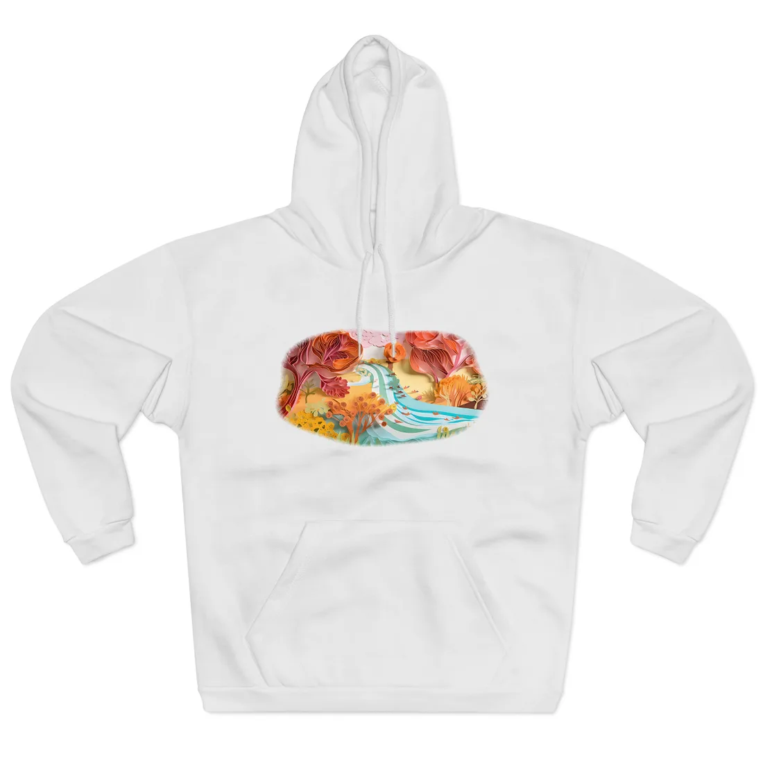 Magical Beach Landscape: Serene Paper Quilled Hoodie - Hoodie (White)