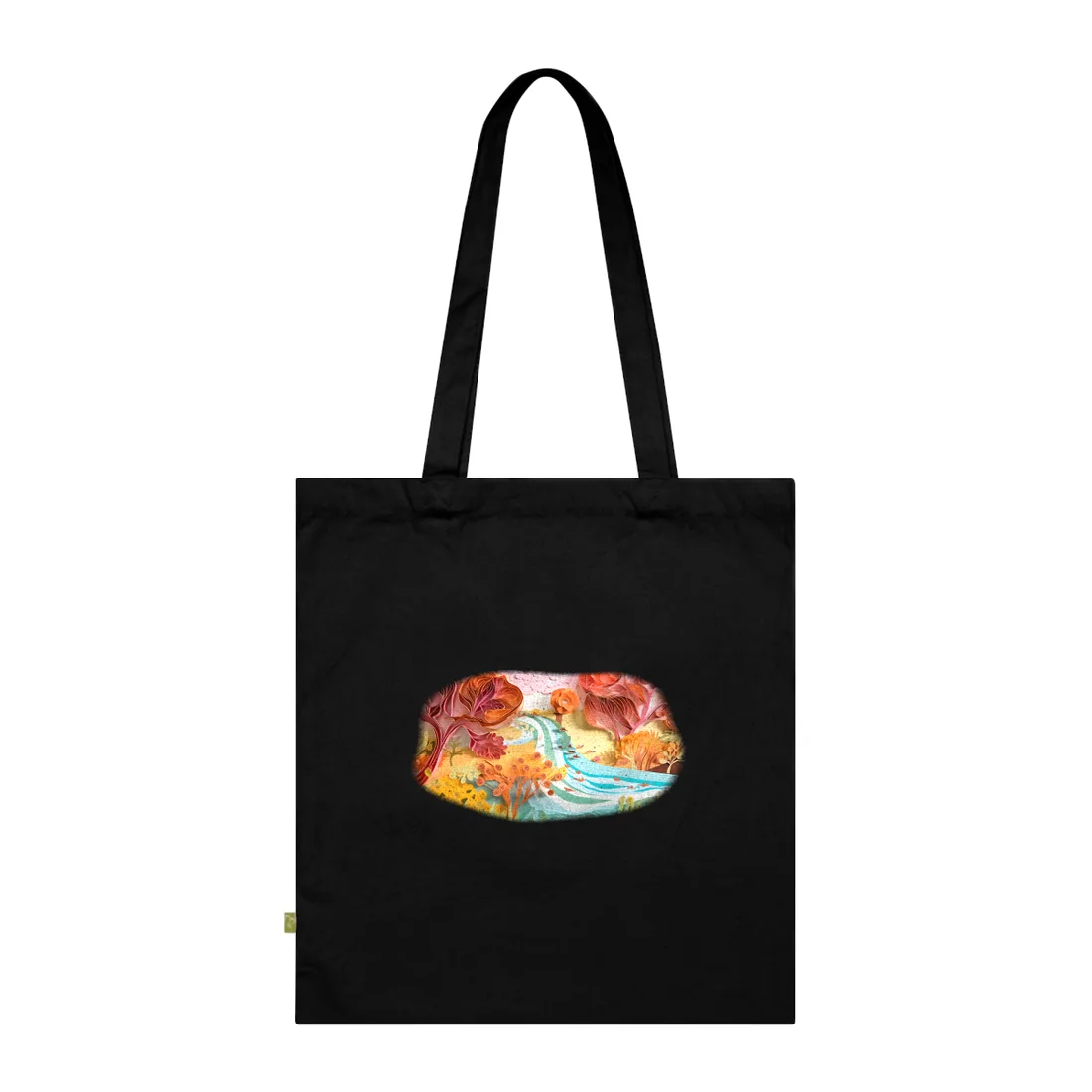 Magical Beach Landscape: Serene Paper Quilled Tote Bag - Tote Bag (Black)