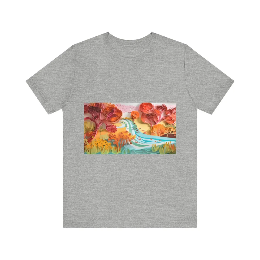 Magical Beach Landscape: Serene Paper Quilled - T-Shirt