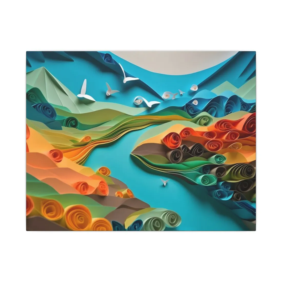 Magical Beach Paradise: Peaceful Paper Quilling Art - Canvas