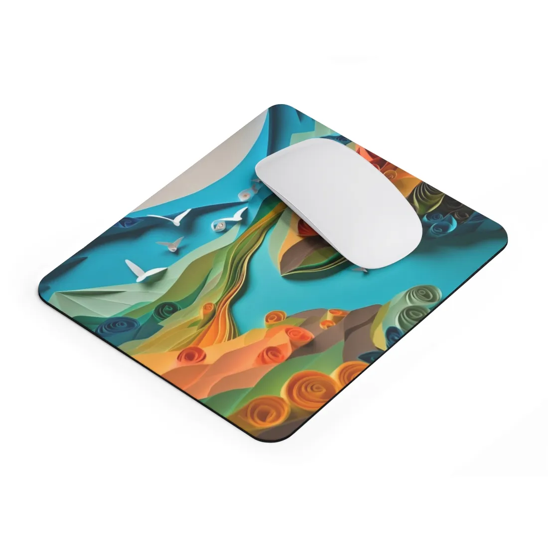 Magical Beach Paradise: Peaceful Paper Quilling Art - Mouse Pad