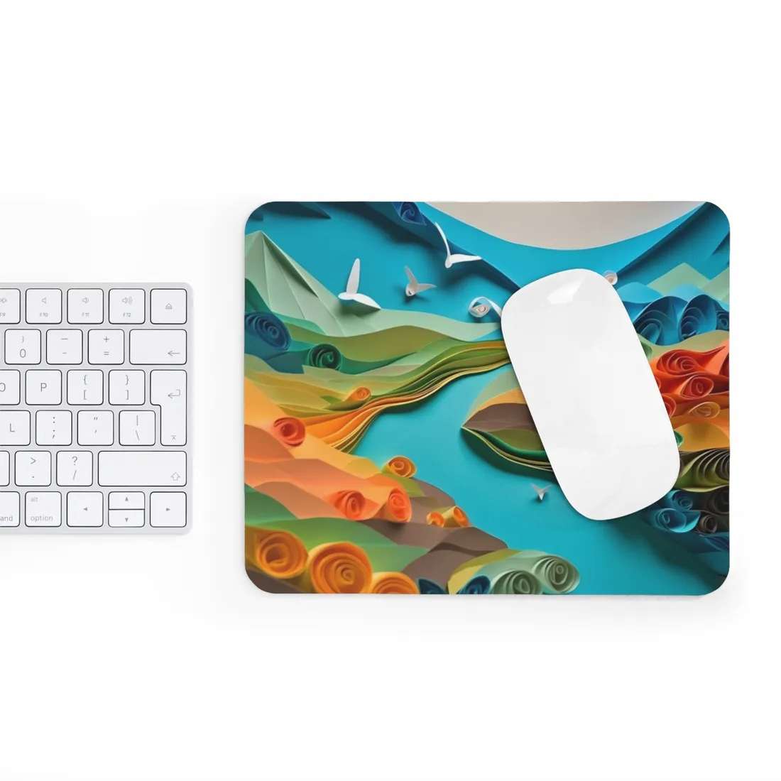Magical Beach Paradise: Peaceful Paper Quilling Art - Mouse Pad