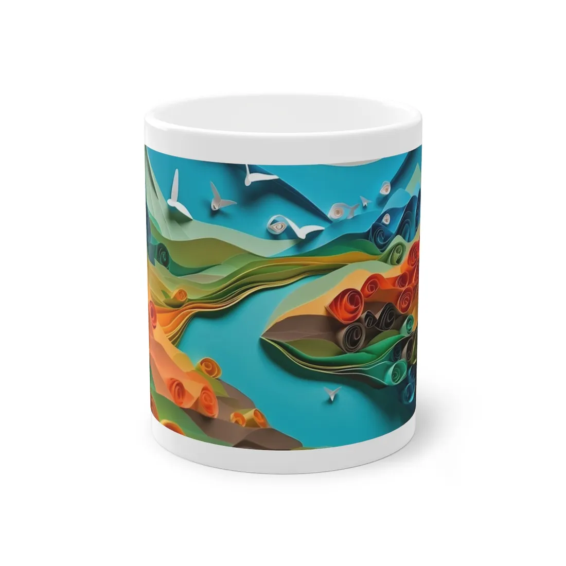 Magical Beach Paradise: Peaceful Paper Quilling Art - Mug