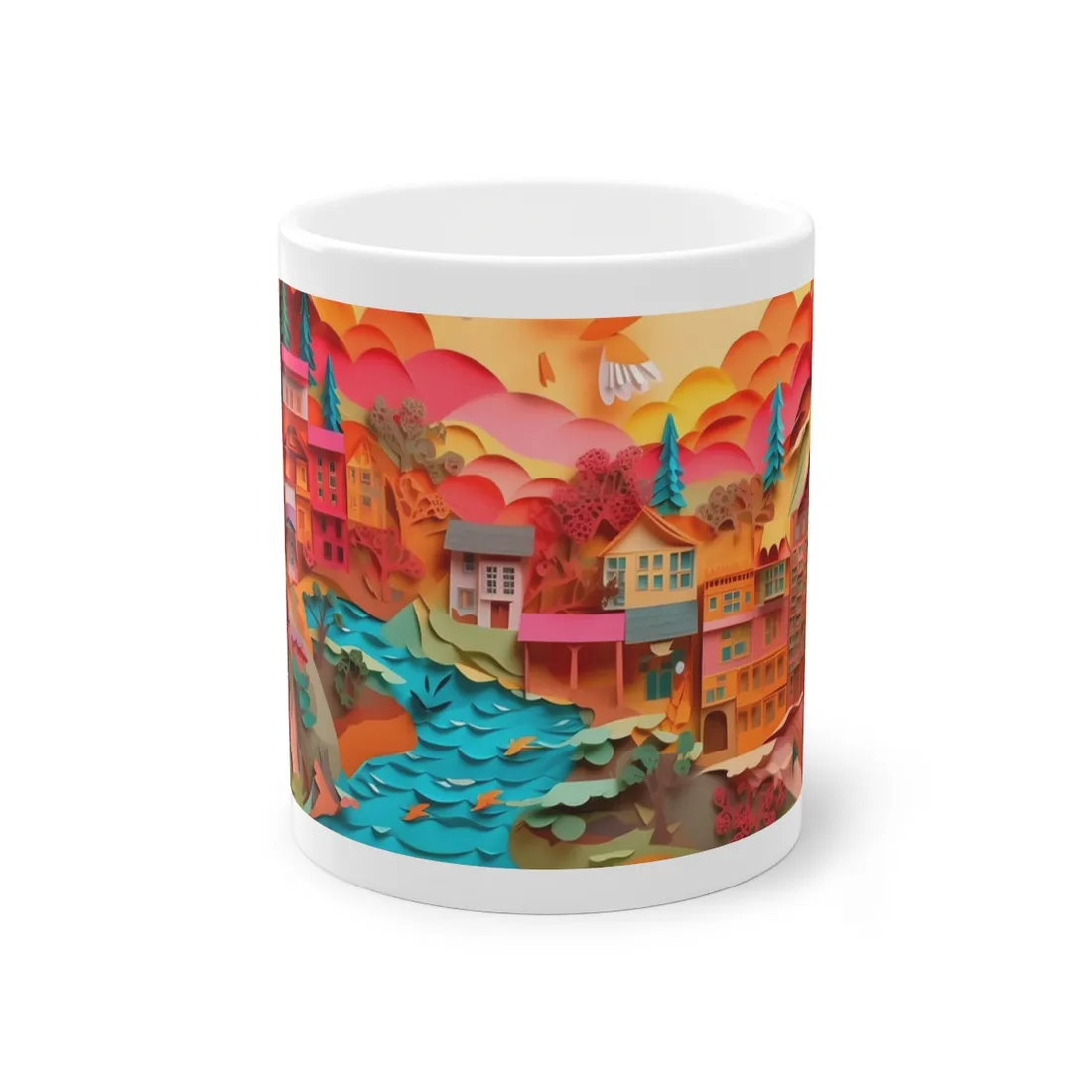 Magical Beach Quill: Vibrant Paper Art of Tropical Paradise - Mug
