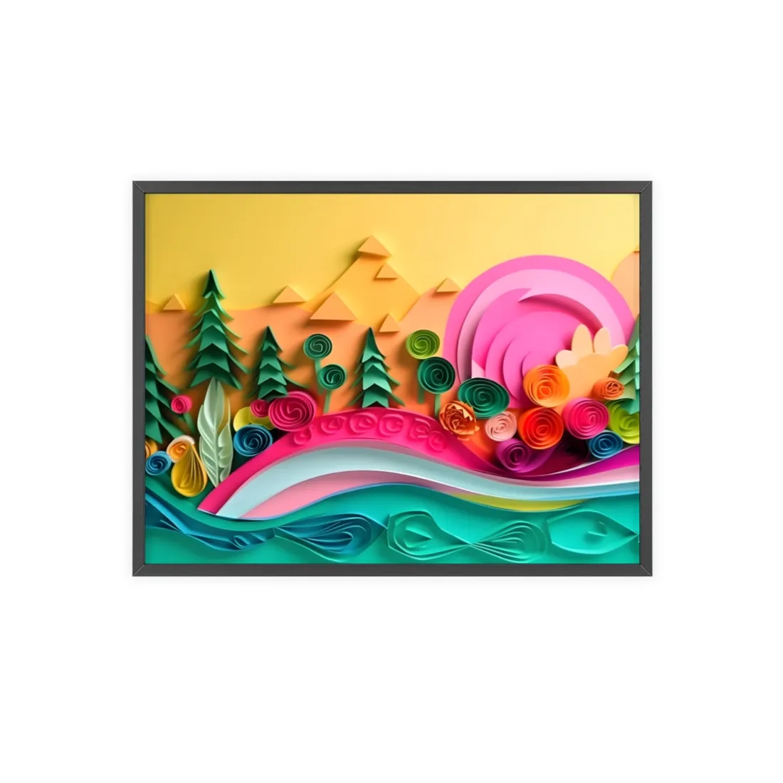 Magical Beach Sunset: Peaceful Landscape Art - Framed Poster