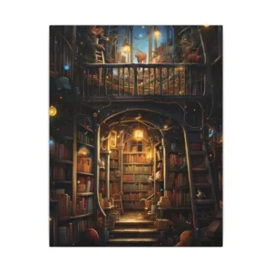Lantern-Lit Library Nook Canvas Print