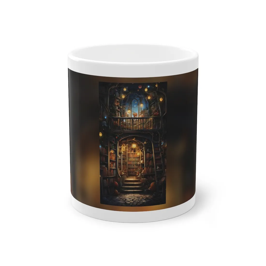 Magical Bookshop Art: A Serene & Enchanting Scene - Mug