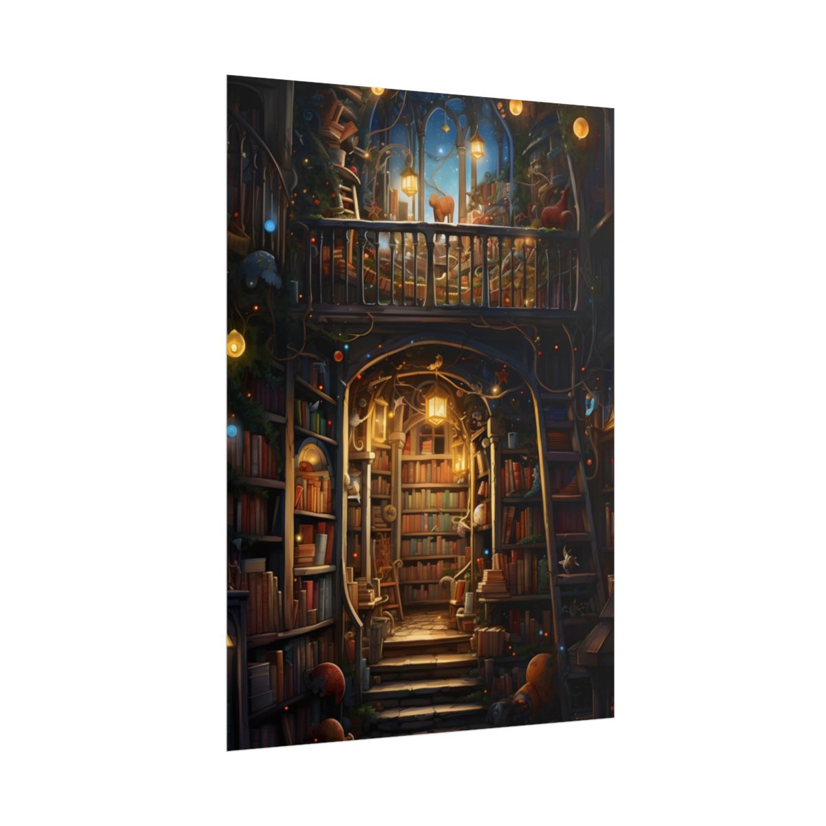 Magical Bookshop Art: A Serene & Enchanting Scene - Poster