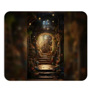 Fantasy Library with Staircase Mouse Pad