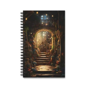 Fantasy Library with Staircase Spiral Notebook