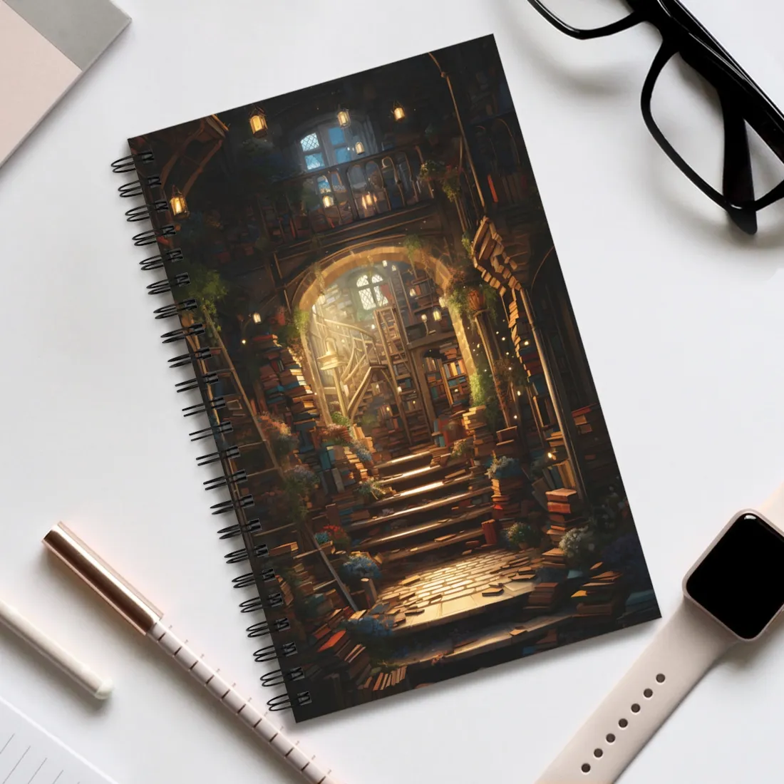 Magical Bookshop: Cozy Artwork of a Charming Bookshop - Spiral Notebook