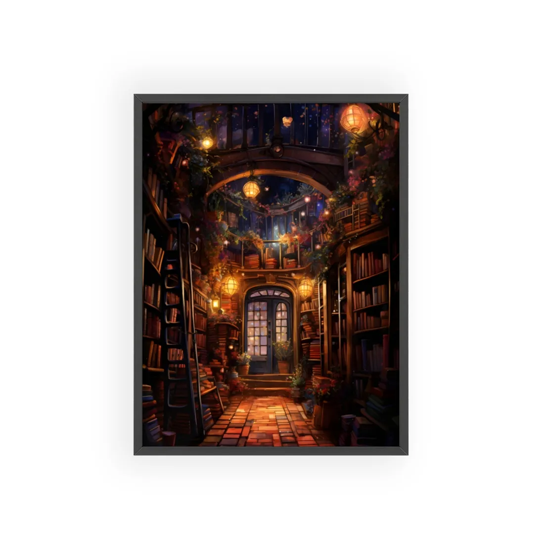 Magical Bookshop: Cozy Charming Bookstore Art - Framed Poster