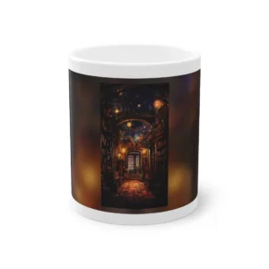 Library Interior with Bookshelves Mug