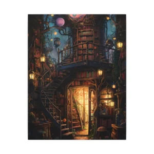 Library with Spiral Staircase Canvas Print