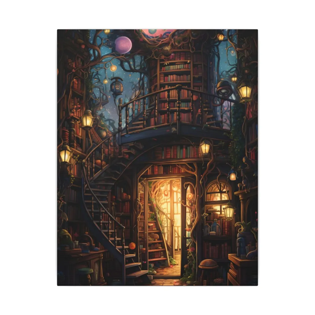 Magical Bookshop Hideaway: Enchanted Forest Store - Canvas