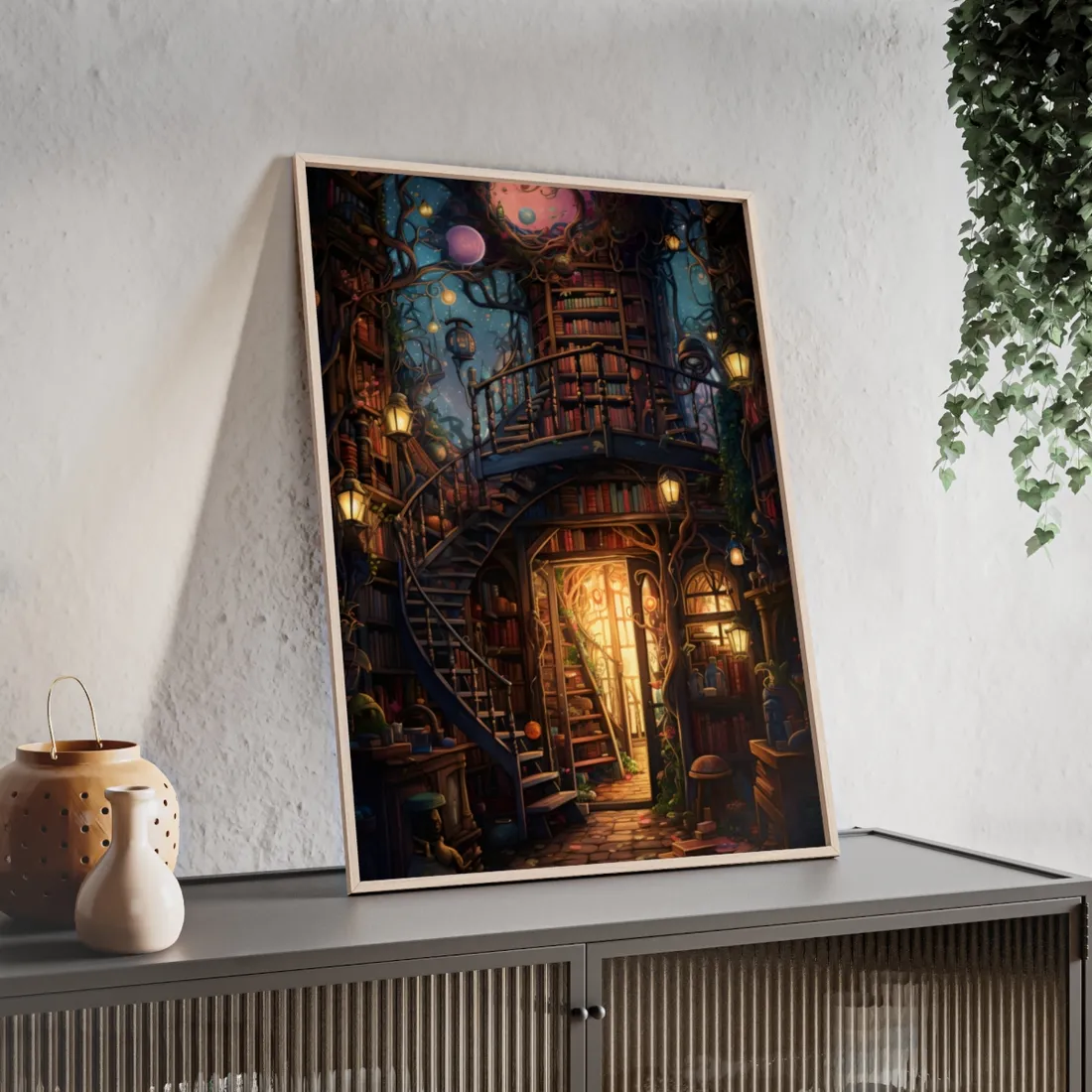 Magical Bookshop Hideaway: Enchanted Forest Store - Framed Poster
