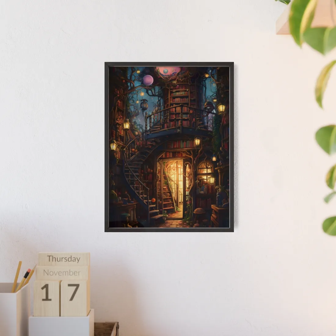 Magical Bookshop Hideaway: Enchanted Forest Store - Framed Poster