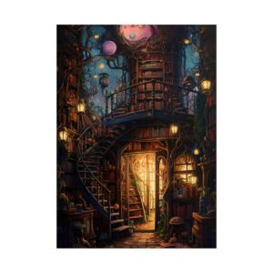 Library with Spiral Staircase Poster
