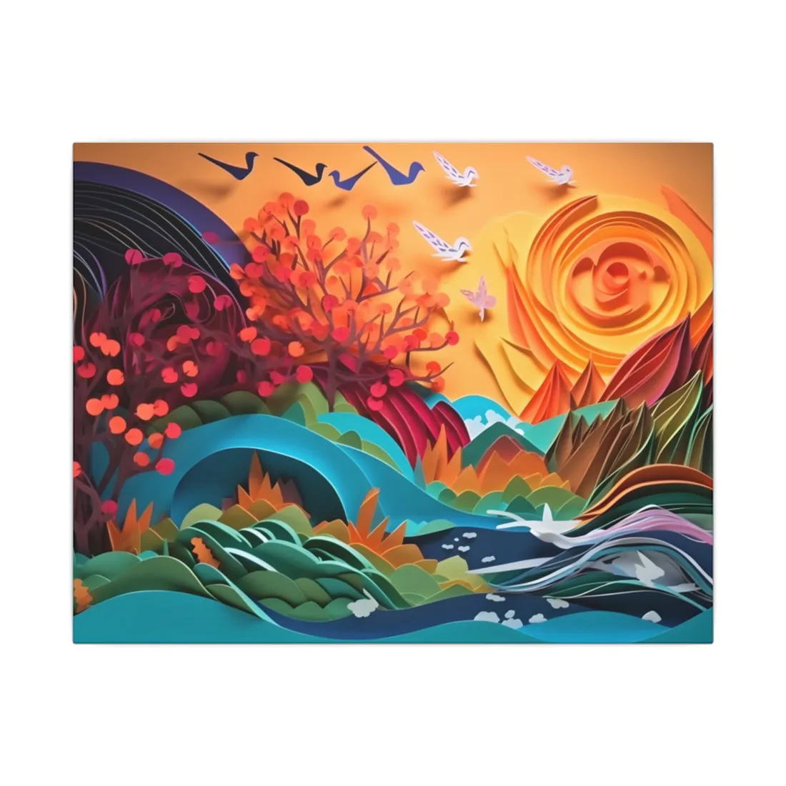 Magical Brown Flower: Quilled Paper Art - Canvas