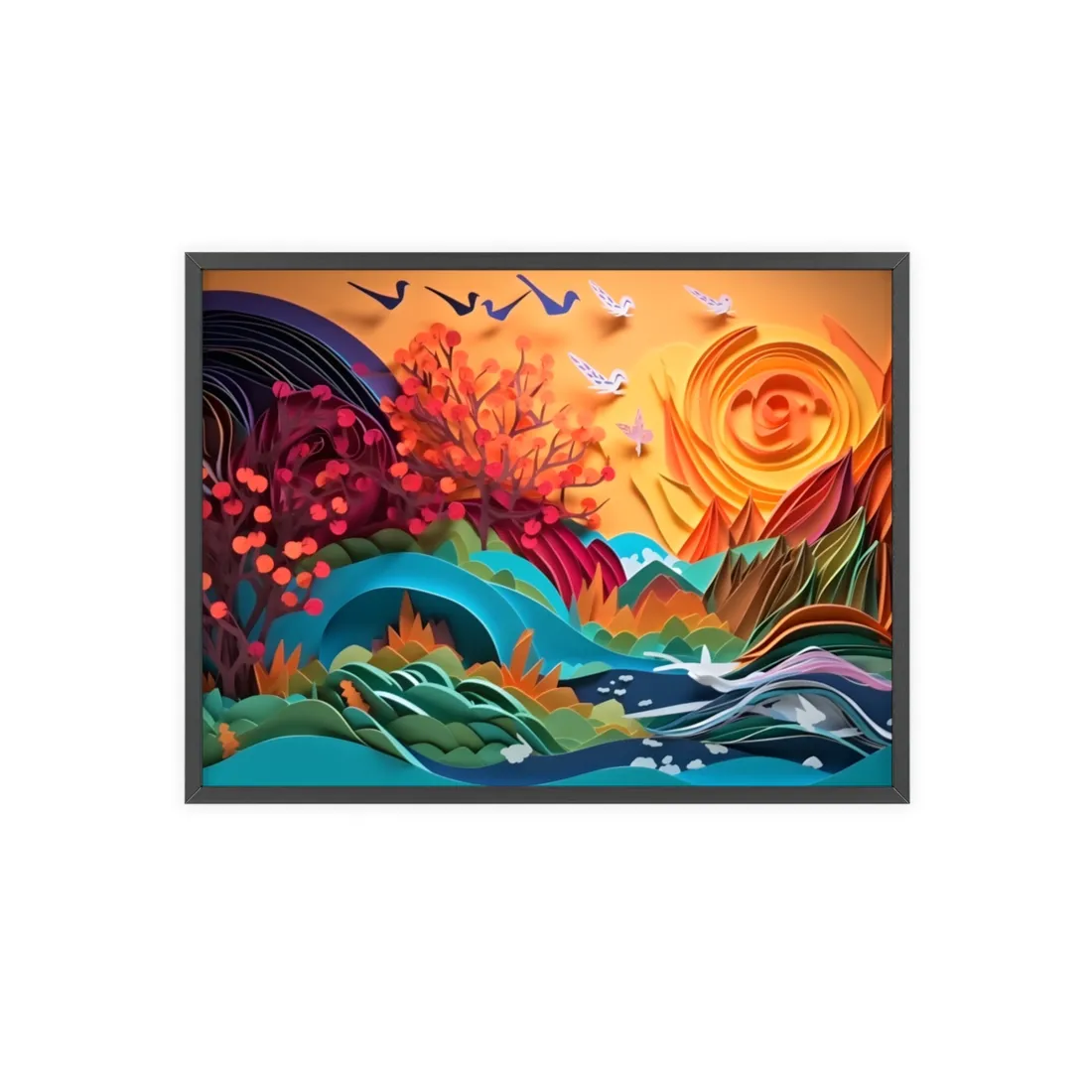 Magical Brown Flower: Quilled Paper Art - Framed Poster