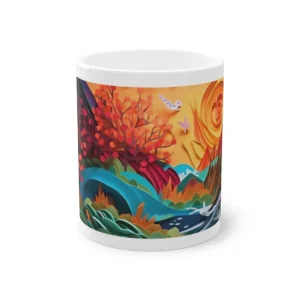 Paper Cut Sunset Landscape Mug