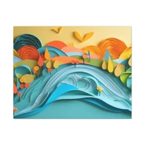 Paper Cut Landscape with Hills Canvas Print