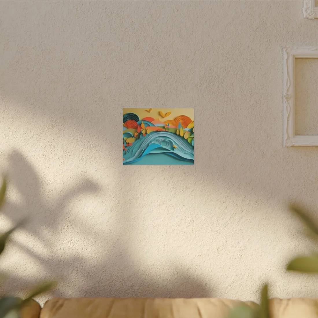 Magical Peaceful Beach: Paper Quilled Serenity - Canvas