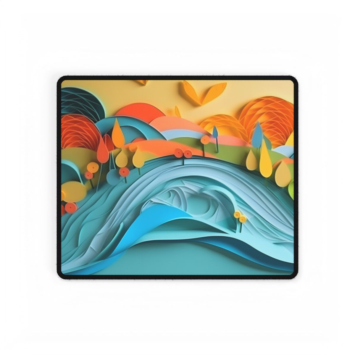 Magical Peaceful Beach: Paper Quilled Serenity - Desk Mat