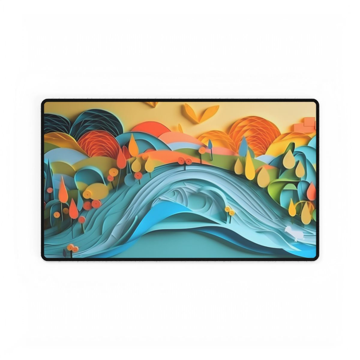 Magical Peaceful Beach: Paper Quilled Serenity - Desk Mat