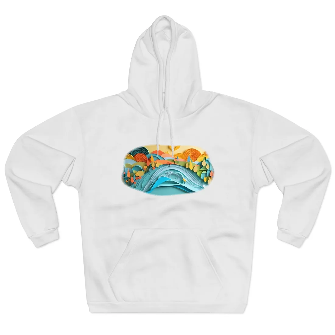 Magical Peaceful Beach: Paper Quilled Serenity Hoodie - Hoodie (White)