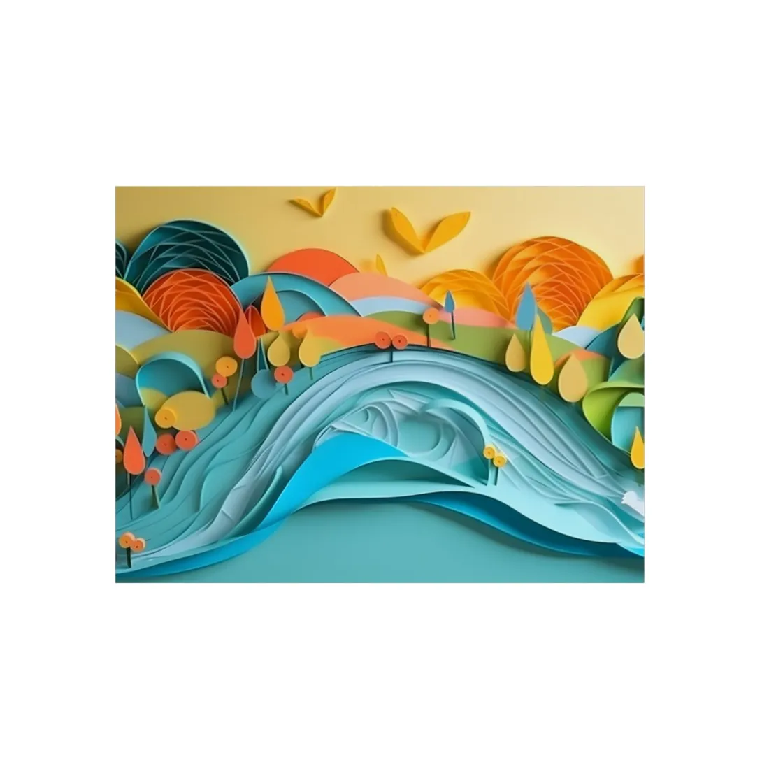 Magical Peaceful Beach: Paper Quilled Serenity - Metal Poster