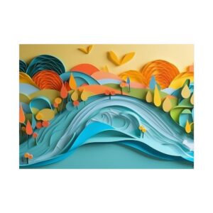 Paper Cut Landscape with Hills Poster
