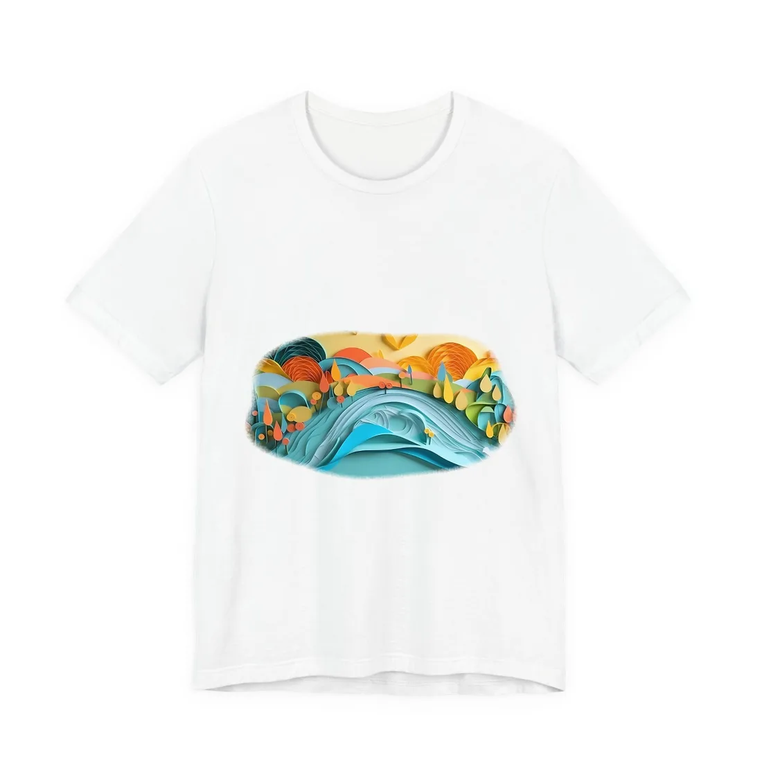 Magical Peaceful Beach: Paper Quilled Serenity T-Shirt - T-Shirt (White)