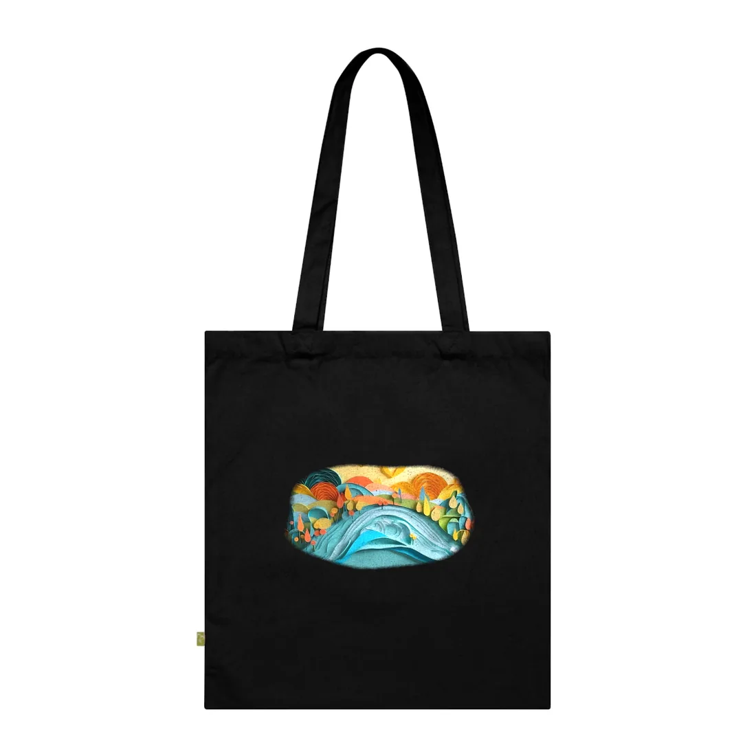Magical Peaceful Beach: Paper Quilled Serenity Tote Bag - Tote Bag (Black)