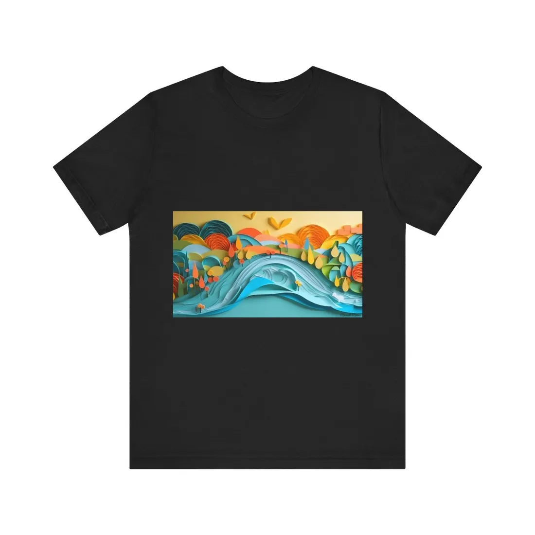 Magical Peaceful Beach: Paper Quilled Serenity - T-Shirt