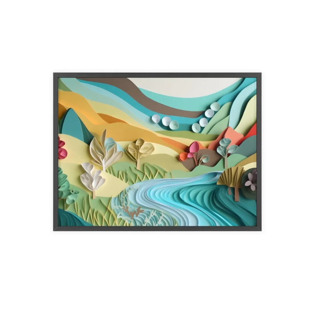 Magical Peaceful Beach: Realistic Paper Quilling Art - Framed Poster