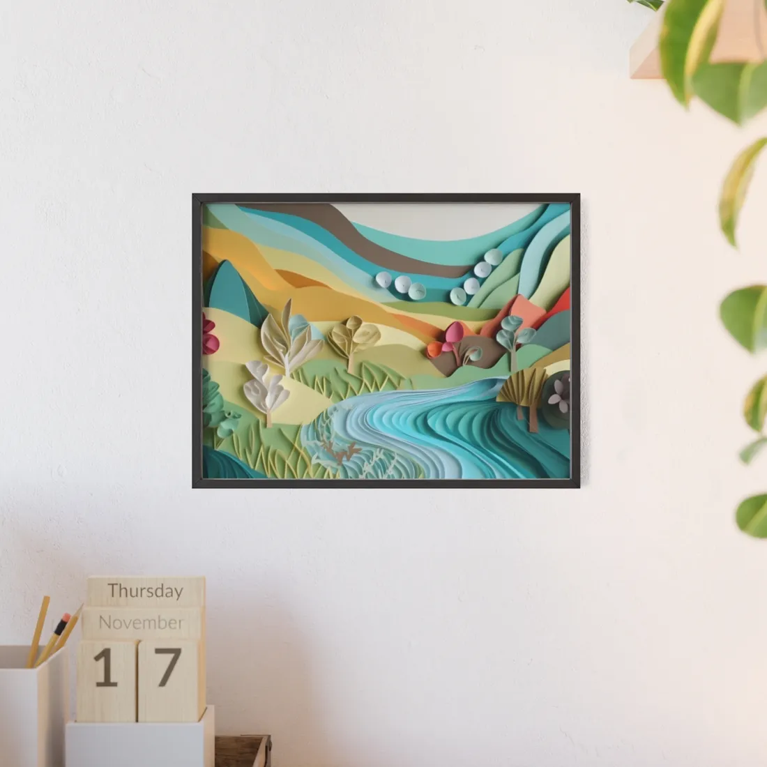 Magical Peaceful Beach: Realistic Paper Quilling Art - Framed Poster