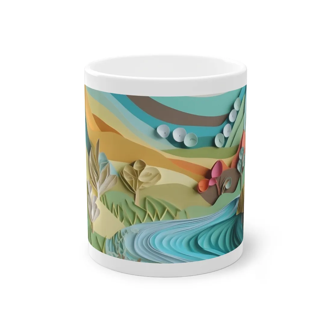 Magical Peaceful Beach: Realistic Paper Quilling Art - Mug