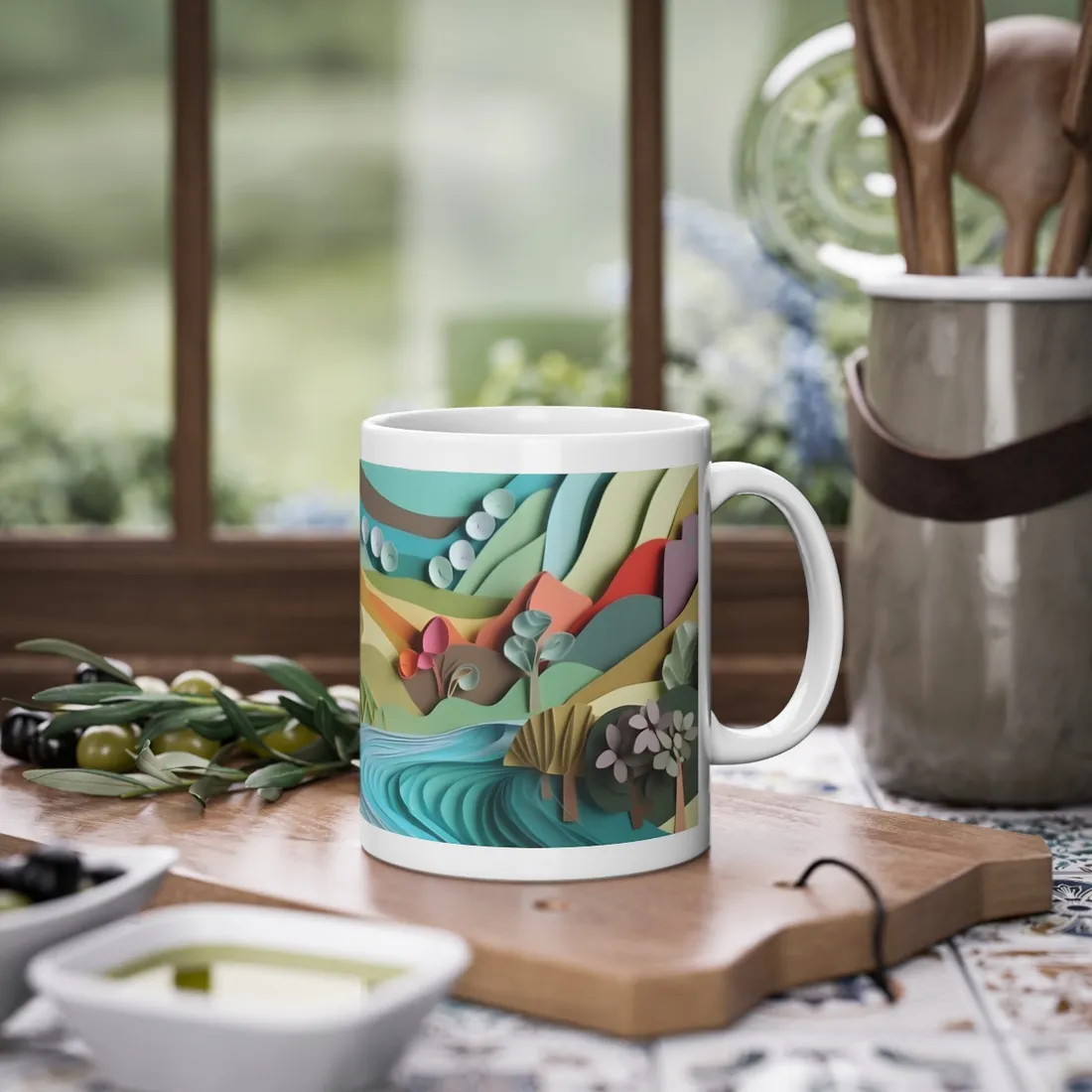 Magical Peaceful Beach: Realistic Paper Quilling Art - Mug