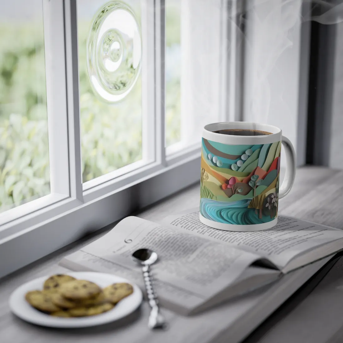 Magical Peaceful Beach: Realistic Paper Quilling Art - Mug