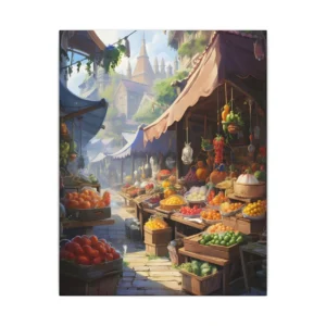 Medieval Fruit Market Canvas Print