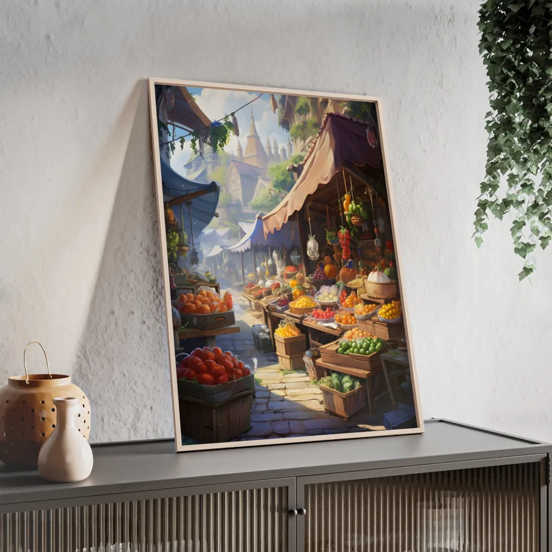 Magical Street Food Market: A World of Wonder - Framed Poster