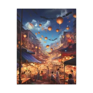 Lantern Night Market Canvas Print