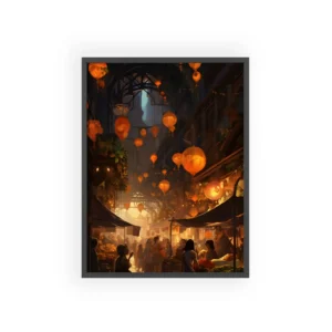 Lanterns over Market Street Framed Poster