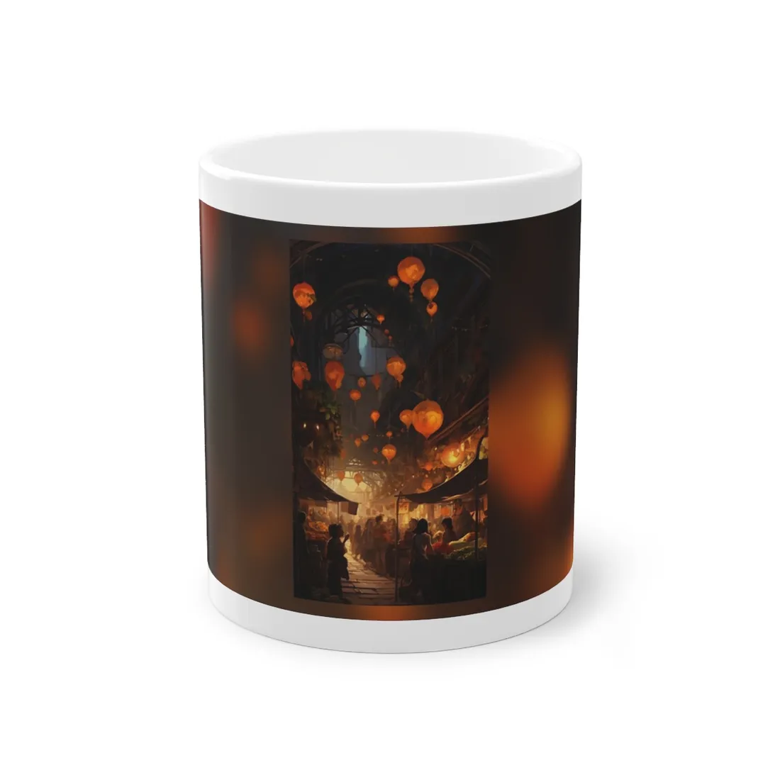 Magical Street Food Market: Enchanting Evening Scene - Mug