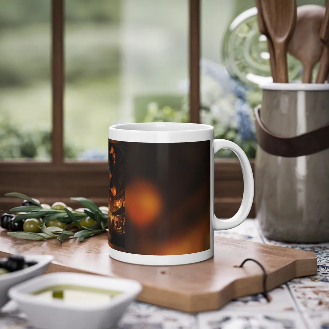 Magical Street Food Market: Enchanting Evening Scene - Mug