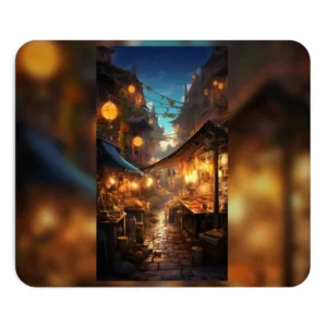 Lantern-Lit Market Street Mouse Pad