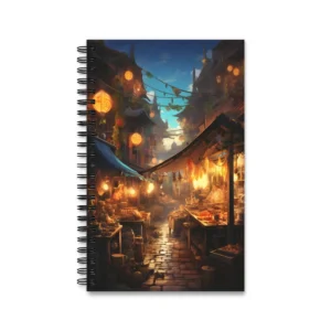 Lantern-Lit Market Street Spiral Notebook